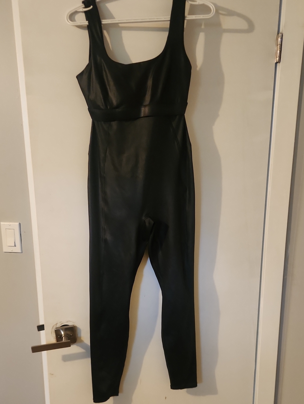 Fabletics Black Faux-Leather Sleeveless Jumpsuit